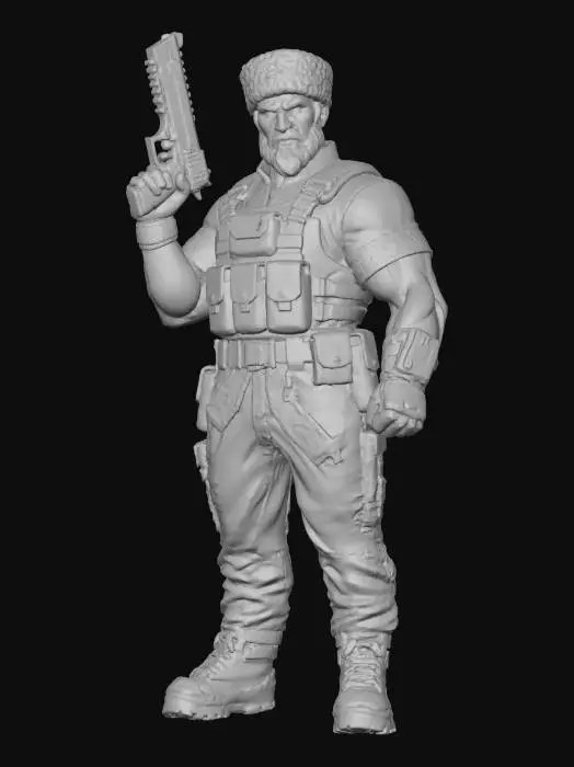 3D model for Аутентичный Чеченец в стиле Overwatch 2 с золотым пистолетом