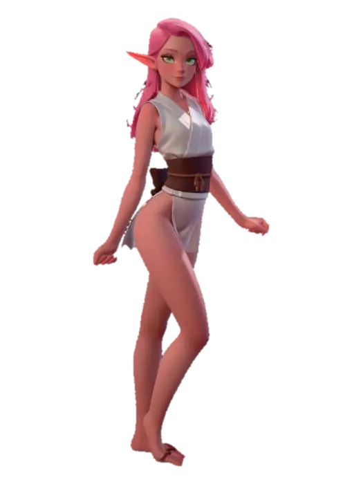 Pink Tide Elf - Meshy AI 3D RPG-karaktär