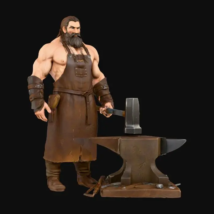 3D model for Создай мне средневекового викинга-кузнеца, с голым торсом