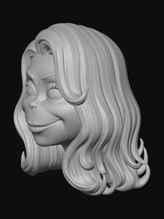 3D model for faz a cabeça da Grinchfeminina e sexy pele mais lisa, sem mostrar dentes, sem pescoço, sem o gorro de natal e cabelo cor de rosa