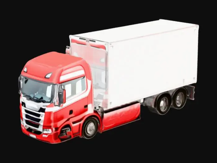 3D model for Red Truck on Highway