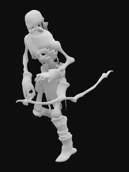 3D model for Undead Archer with a shield on the back