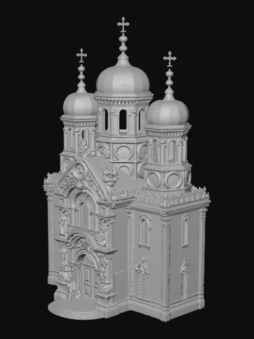 3D model for Orthodox church with golden domes