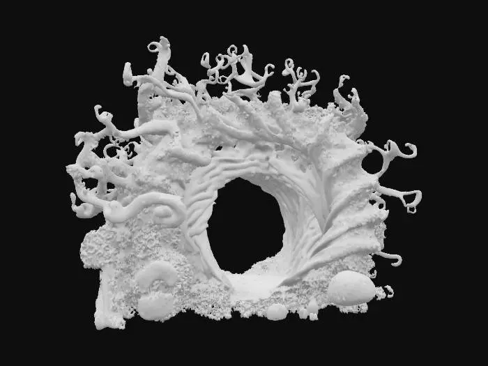 3D model for nautilus arch, underwater architecture, coral and seaweed, bronze teal copper colors, #arch#