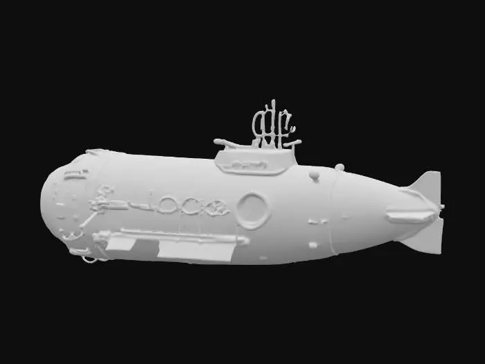 3D model for #PBR#, glassy magical submarine made entirely out of water, highly reflective surface, metallic, complex, high resolution, 8k, work of art