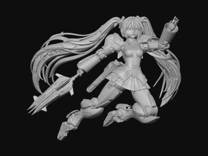 3D model for Junta a hatsune miku con un gundam