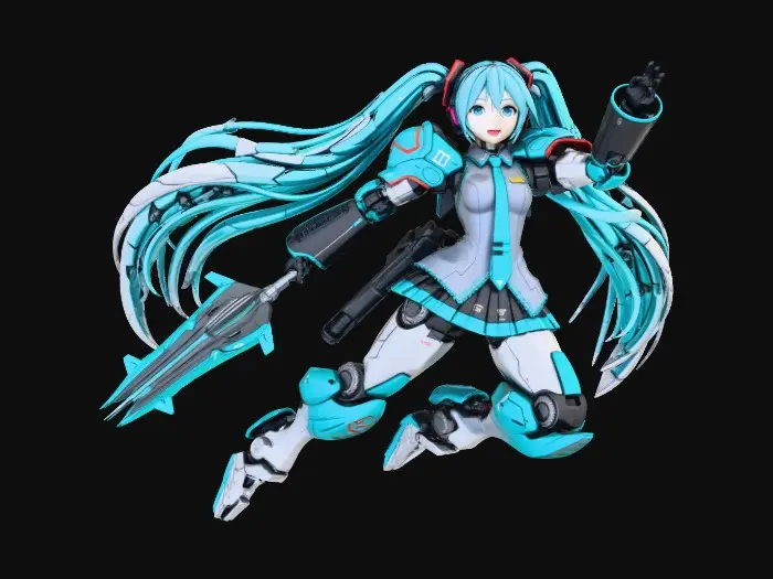 3D model for Junta a hatsune miku con un gundam