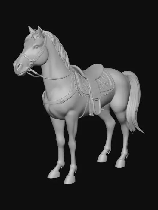 3D model for a wild west style horse with simple reins and saddle