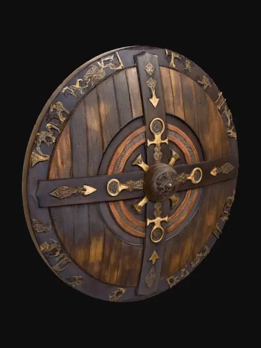 3D model for Nordic Shield Design Viking made of carved wood