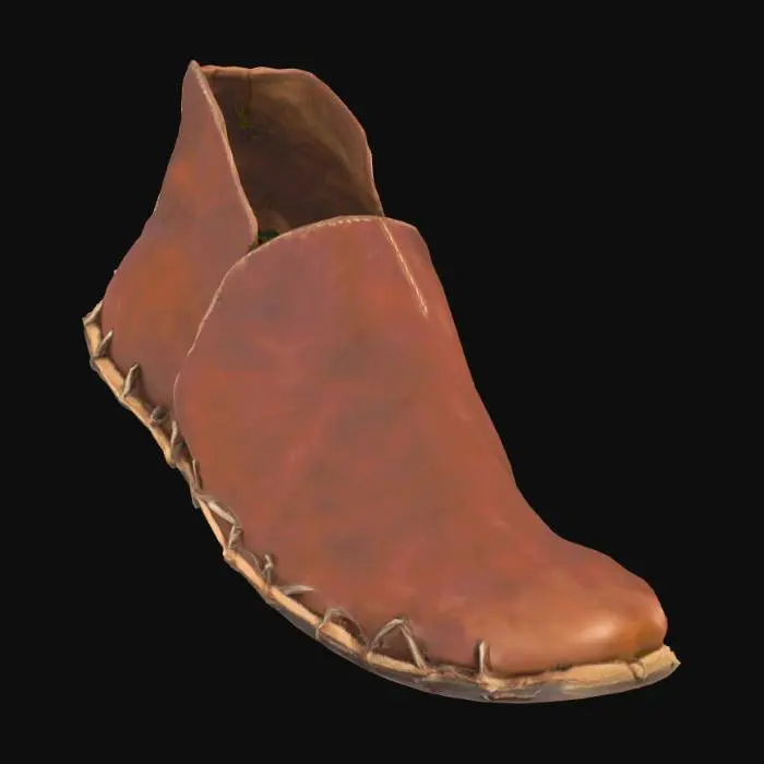 3D model for Medieval light peasant leather shoes
