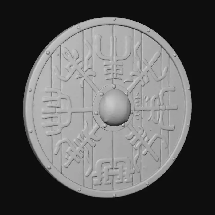 3D model for Viking Shield Design with paint and runes on the shield