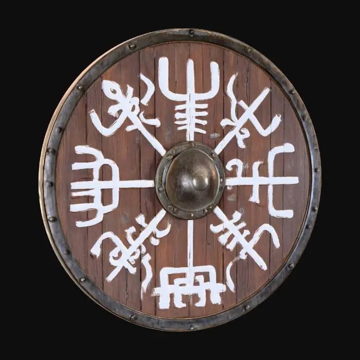 3D model for Viking Shield Design with paint and runes on the shield