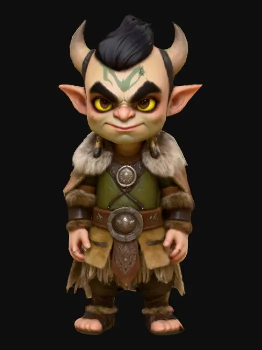 3D model for Crie um orc 3d animado, estilo chibby