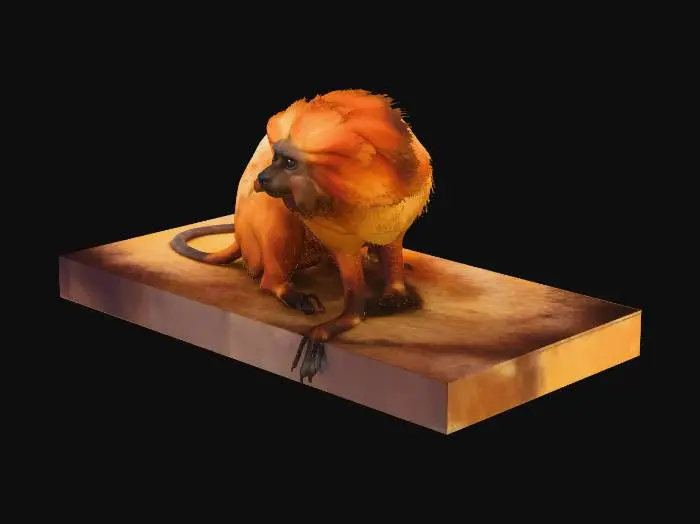 3D model for Golden Lion Tamarin on a railing
