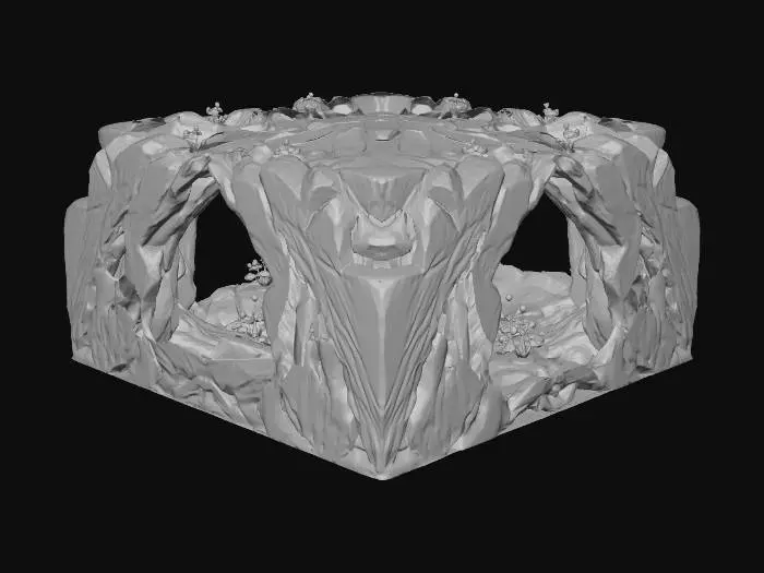 3D model for Höhle die in die Erde geht mit Pflanzen