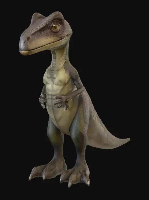 3D model for a respectful reptilian, humanoid anthropomorphic velociraptor, out of disguise, head to toe, fine detail, 4K, character reference,