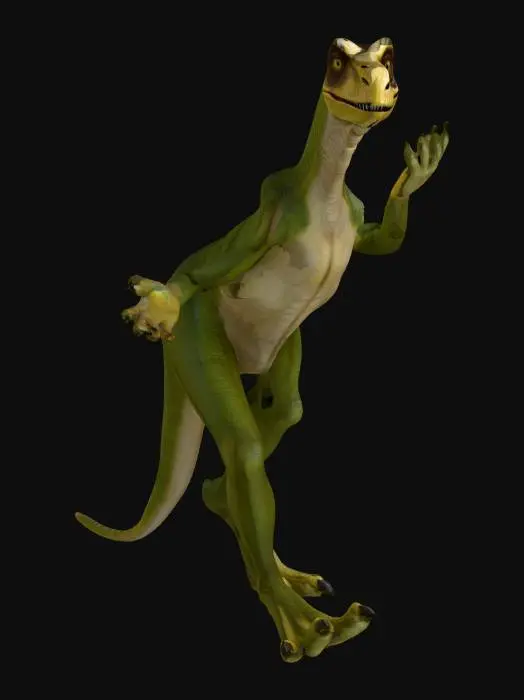 3D model for a respectful reptilian, humanoid anthropomorphic velociraptor, out of disguise, head to toe, fine detail, 4K, character reference, A-Pose.