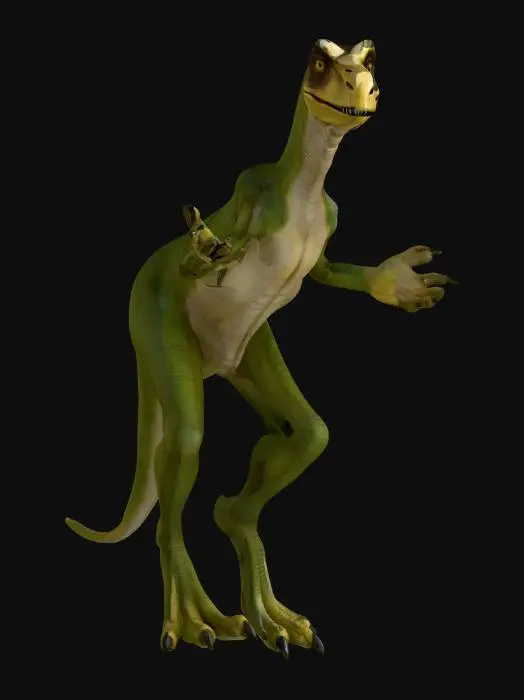 3D model for a respectful reptilian, humanoid anthropomorphic velociraptor, out of disguise, head to toe, fine detail, 4K, character reference, A-Pose.