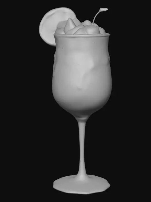 3D model for an elaborate cocktails with swirling white juices mixed in.