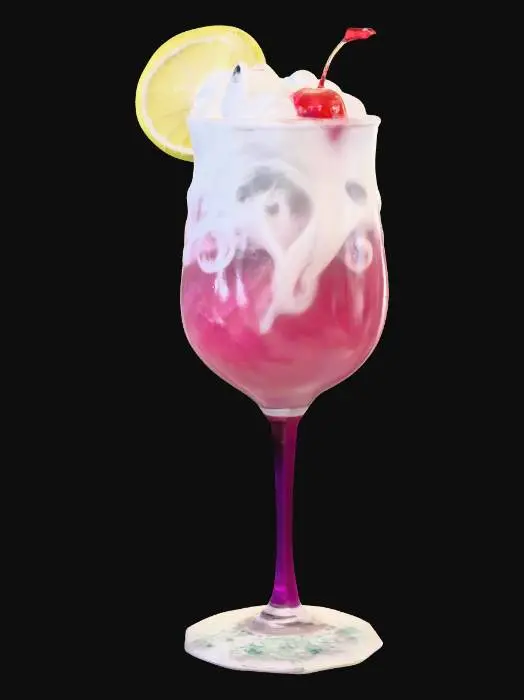 3D model for an elaborate cocktails with swirling white juices mixed in.