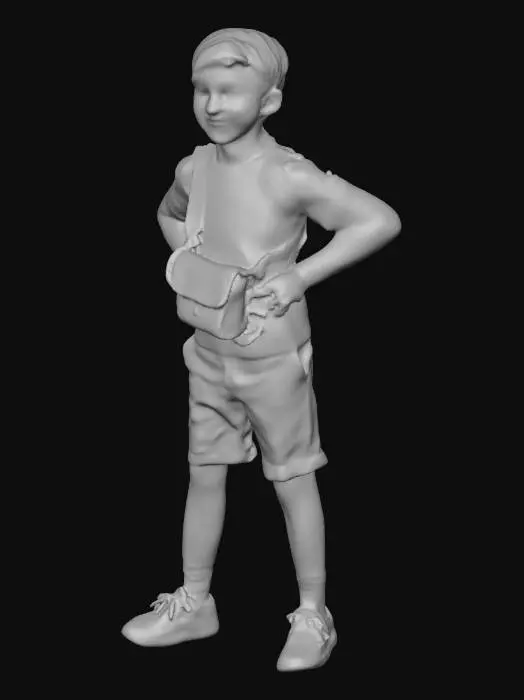 3D model for 1boy "Verne Troyer" as a little boy, as a boy who traveled to Oz and met Dorothy, in a faded garden setting. Suggestion: For better 3D results, try to ensure the creature is on a plain background to isolate the model. Also influences from the movie, "Wicked".