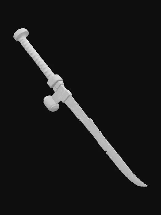 3D model for It is designed in the style of a katana from the manga Bleach, with the blade part having a burnt charcoal-like feel and embers rippling out.