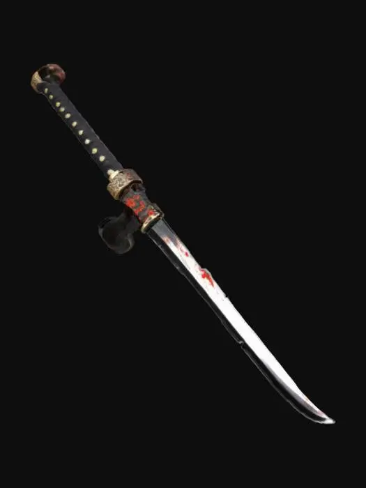 3D model for It is designed in the style of a katana from the manga Bleach, with the blade part having a burnt charcoal-like feel and embers rippling out.