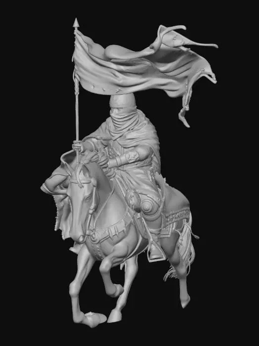 3D model for Muslim Warrior with Flag