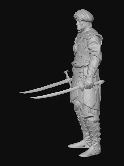 3D model for Desert Muslim Scimitar Warrior