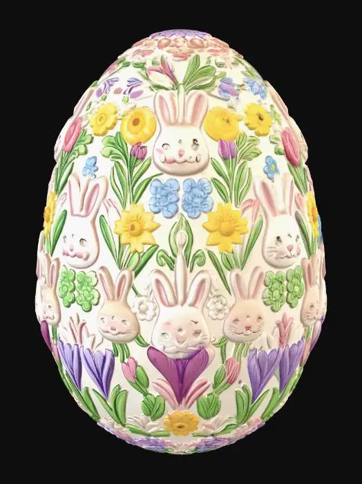 3D model for Floral Bunny Easter Egg