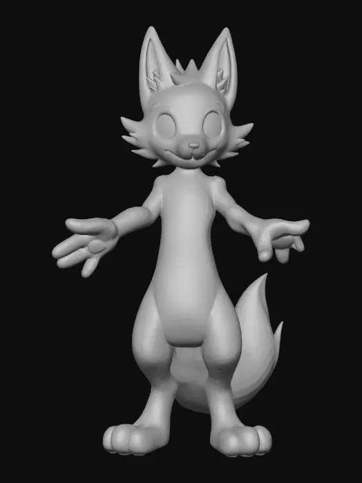 3D model for A highly detailed Pokémon-style humanoid creature standing in a perfect T-pose. The design should combine fantasy and creature aesthetics with anime-inspired proportions. The creature should have smooth, organic shapes, expressive eyes, and a balanced mix of animal and humanoid traits. Include intricate textures such as scales, fur, or armor plating, depending on the creature’s theme. The anatomy should be realistic enough for animation, with clearly defined muscles and joints. Stylized lighting and color palette similar to official Pokémon character art. Full-body render, symmetrical, front-facing, OPEN MOUTH expression. Wolf Style Creature, Mystycal and royal.