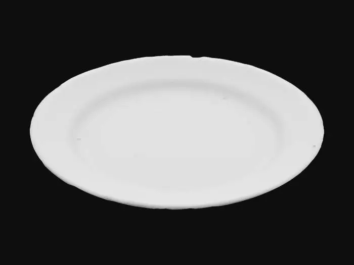 3D model for make a round and plain white dinner plate that's in the style of katamari damacy