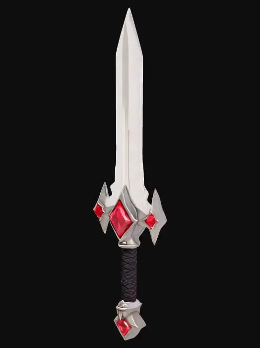 3D model for Low Poly One handed sword with ruby gem encrusted on the handle