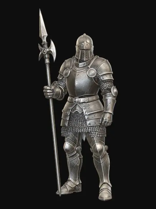 Armored Knight with Halberd — Meshy AI 3D model