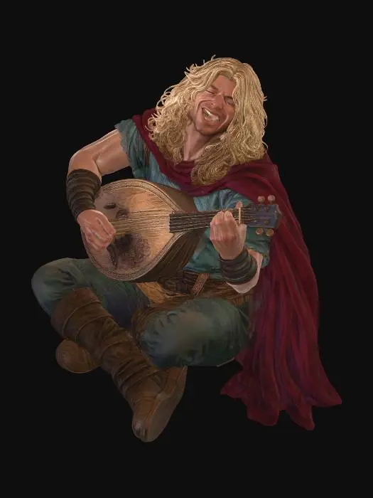 Joyful Bard with Lute — Meshy AI 3D model