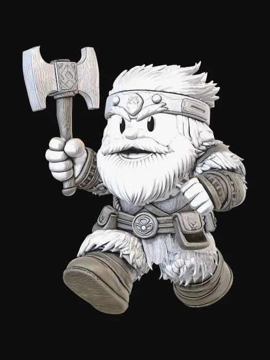 Bearded Dwarf with Battle Axe — Meshy AI 3D model