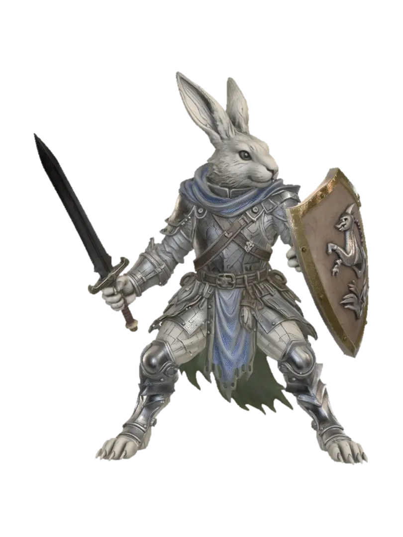 Armored Rabbit Knight 的 AI 生成 3D 模型