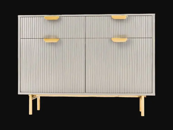 3D model for Richmond Ridged 2-Door Cabinet with Drawers, Matte Taupe