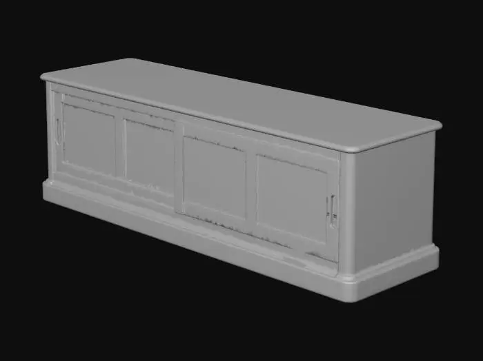3D model for Storage Bench painted neutral base with wood top