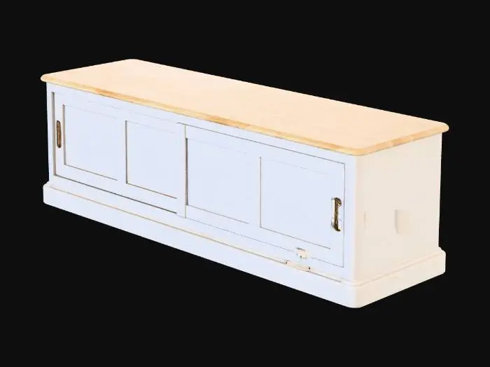 3D model for Storage Bench painted neutral base with wood top