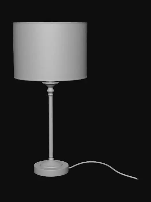 3D model for Elegant Silver Table Lamp with cream linen shade