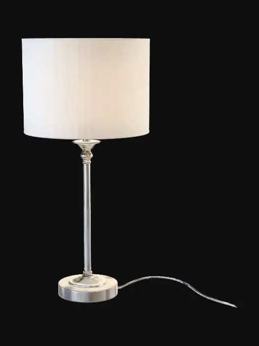 3D model for Elegant Silver Table Lamp with cream linen shade