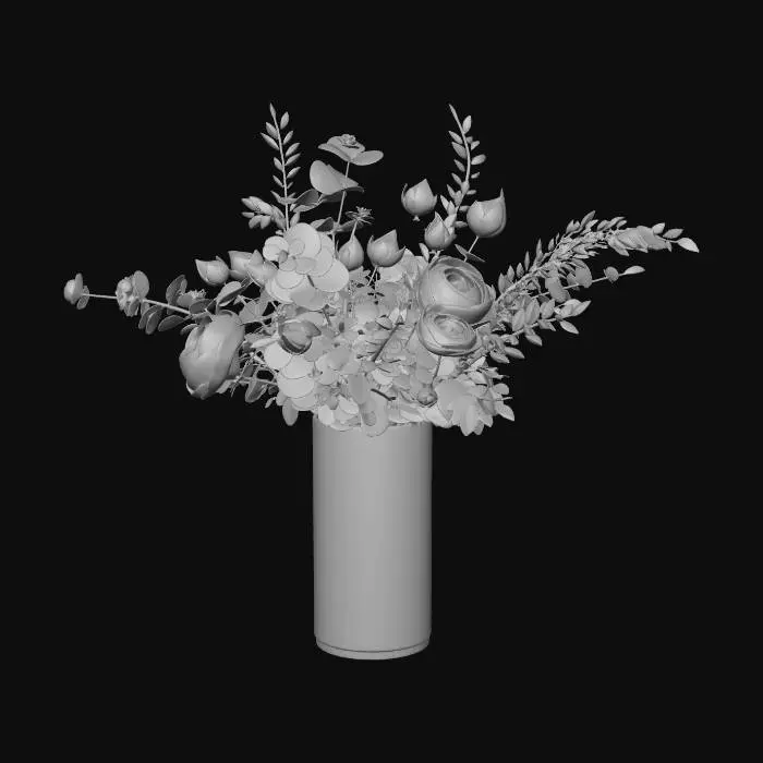 3D model for Green Elegance in clear glass vase