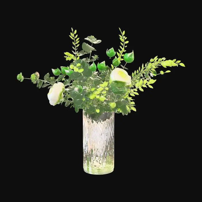 3D model for Green Elegance in clear glass vase
