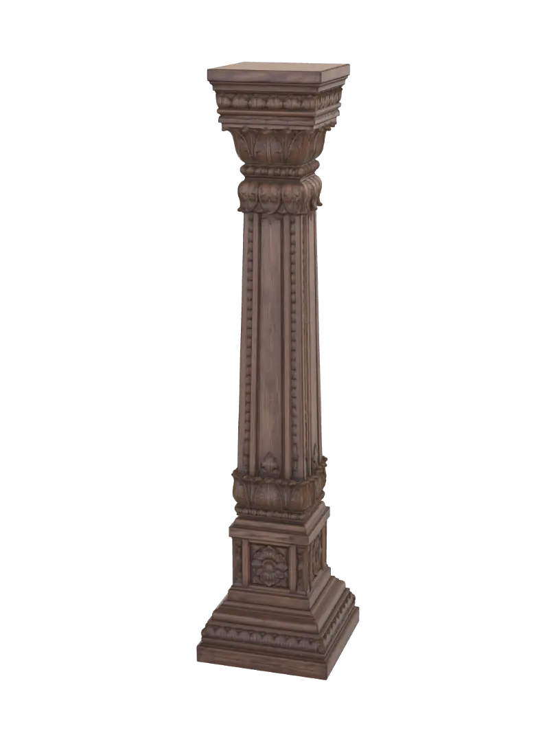 Modelo 3D de Ornate Wooden Column - Scrollwork, gerado por IA