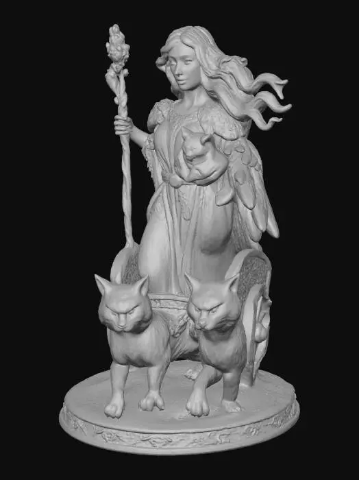 3D model for Goddess and Feline Chariot