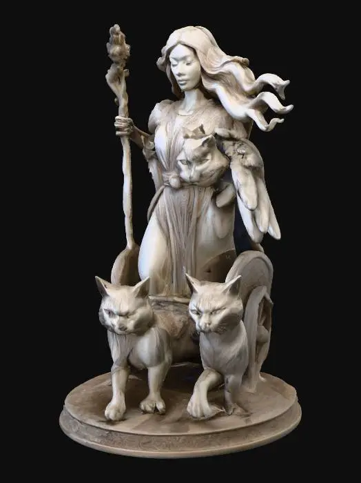 3D model for Goddess and Feline Chariot