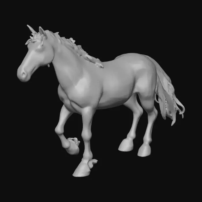 3D model for Stunning black friesian stallion, zentangle
