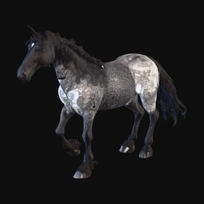 3D model for Stunning black friesian stallion, zentangle