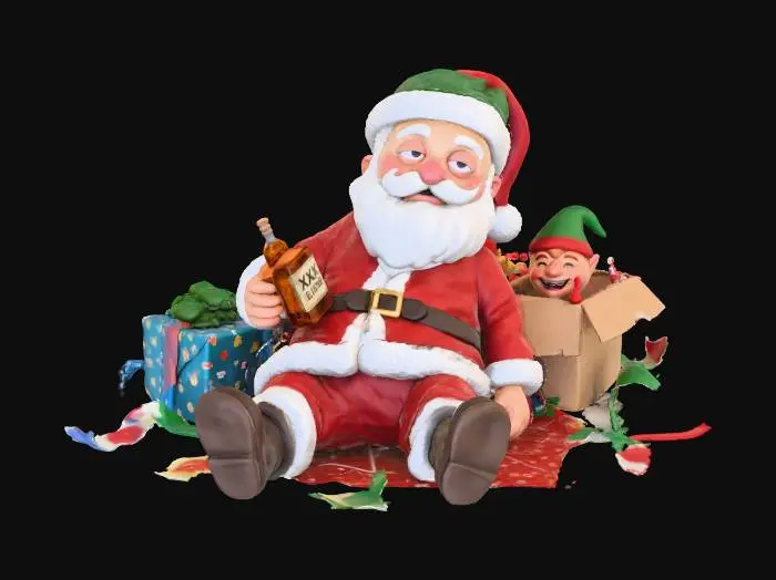 3D model for #Christmas2025# Drunk Santa and gift Elf